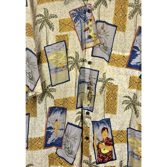 Reyn Spooner Made Hawaii Men's Large L Yellow Lahaina Surfer Ukulele Beach Palm - Picture 4 of 5